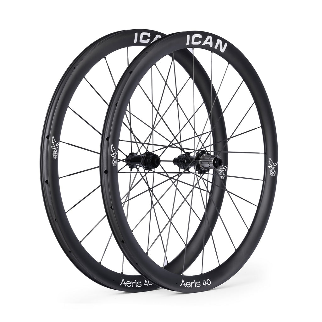 ICAN Aeris 40 disc carbone spoke wheelset 45T ratchet TRIAERO
