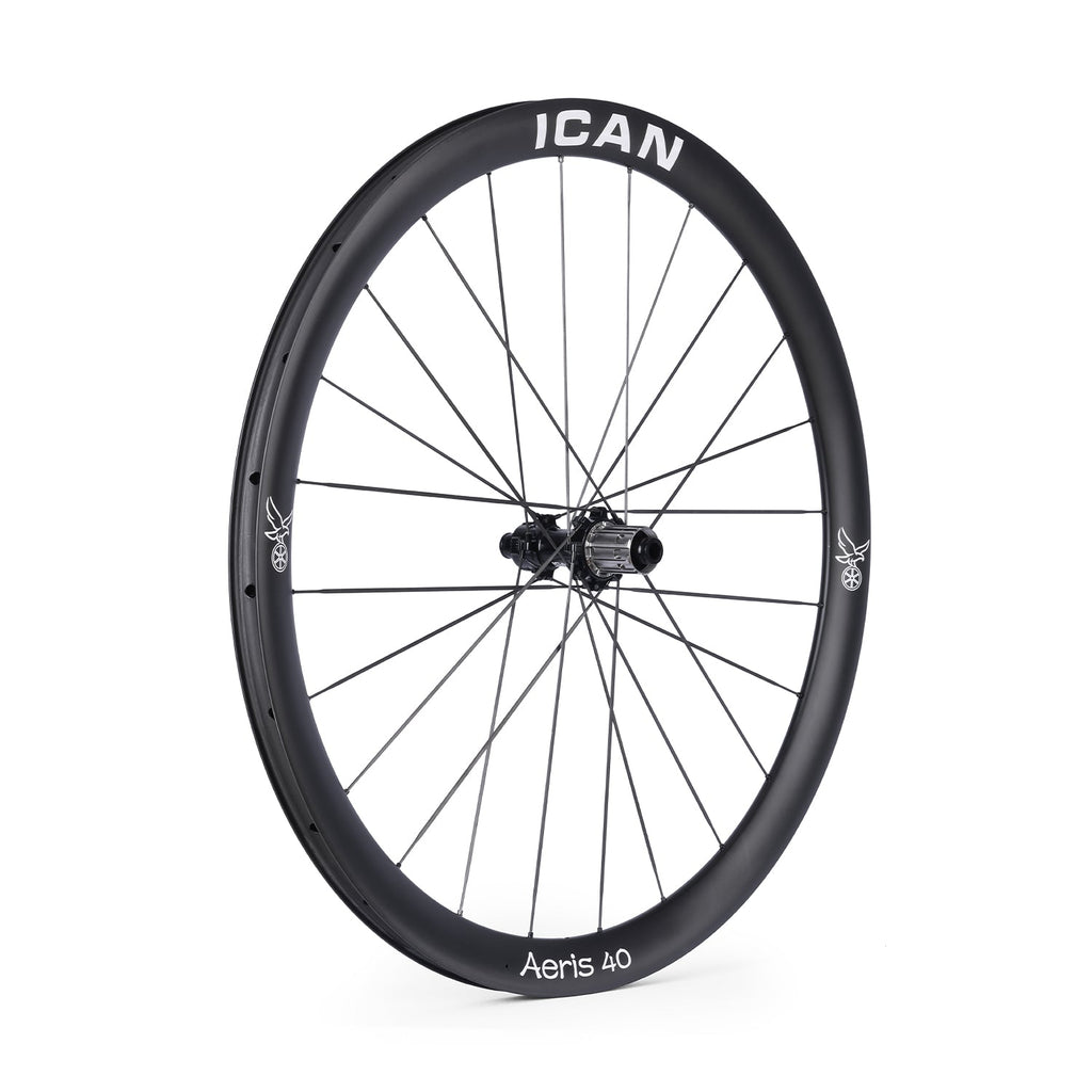 ICAN Aeris 40 disc carbone spoke wheelset 45T ratchet TRIAERO