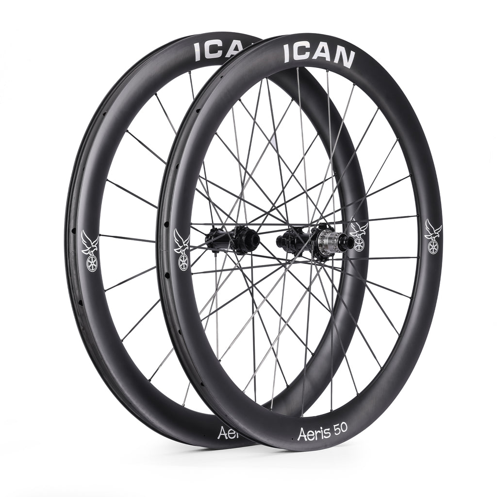 ICAN Aeris 50 disc carbone spoke wheelset 45T ratchet XDR TRIAERO