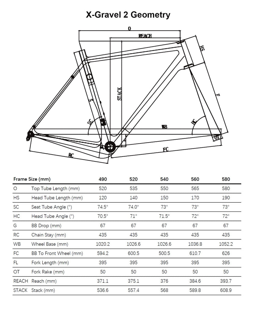 gravel bike stack reach Triaero Upgraded Internal Routing X-Gravel Bike